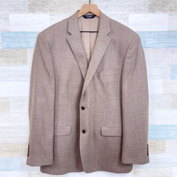 Jos A Bank Travelers Wool Tailored Fit Sport Coat Brown Mens 46L - Picture 1 of 7